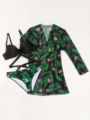 Tropical Print 3-Piece Swimsuit Set