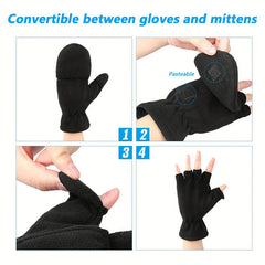 Polar Fleece Half Finger Gloves for Outdoor Activities
