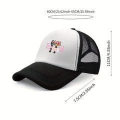 Cartoon Girl Printed Trucker Hat & Mesh Sun Hat
