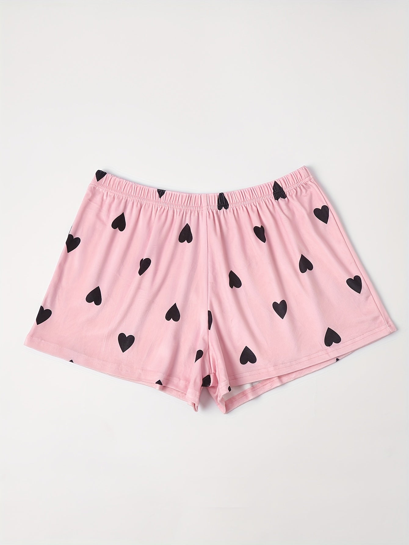 Heart Print Fluffy Loungewear Shorts
