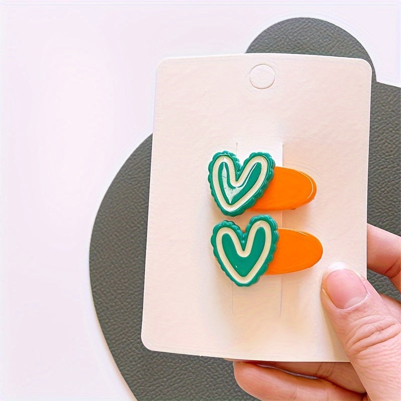 2pcs Love Shaped Hairpin Hair Rope Kids Hair Clip Hair Ties