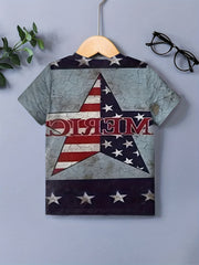 Boy's Vintage Star Graphic T-shirt Slightly Stretch Short Sleeve Tee