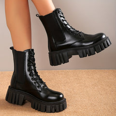 Women's Lace-Up Platform Ankle Boots