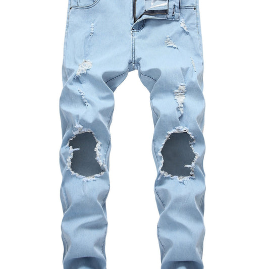 Men's Skinny Ripped Jeans Slim Fit Distressed Pants