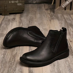 Men's Casual Round Toe Zipper Dress Ankle Boots