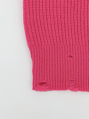 Ripped Pullover Knitted Top Casual Drop Shoulder Sweater