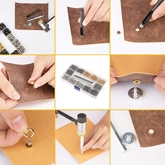 120pcs Leather Snap Fasteners Kit Metal Button Snaps Press Studs Set