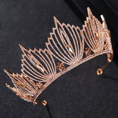 Golden Vintage Queen Crown Rhinestone Tiara Prom Hair Accessories