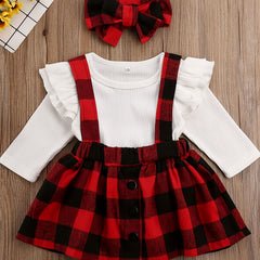 Baby Girl Christmas Plaid Romper Tutu Dress Outfit