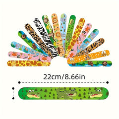 12Pcs Safari Slap Wristbands Animal Print Favors for Party Supplies