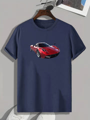 Sports Car Print Men's Graphic T-shirt Casual Tee