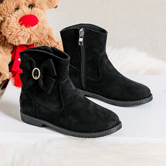 Casual Bowknot Boots with Zipper for Girls Non Slip Boots