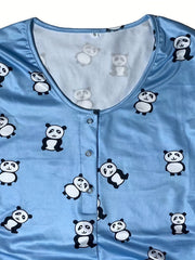 Panda Print Lounge Bodysuit Short Sleeve Romper
