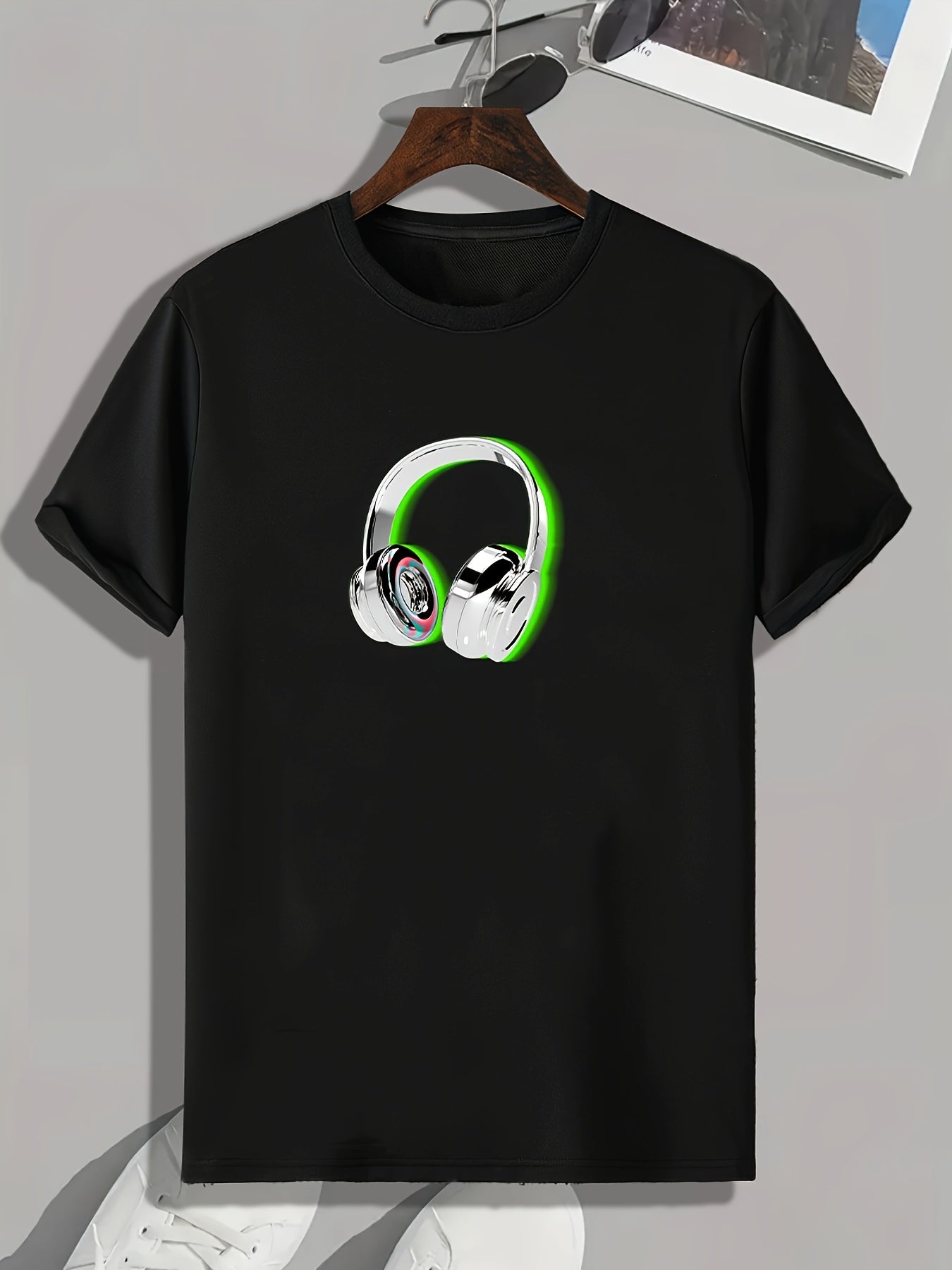 Headset Pattern Print Men's Comfy Sports T-shirt