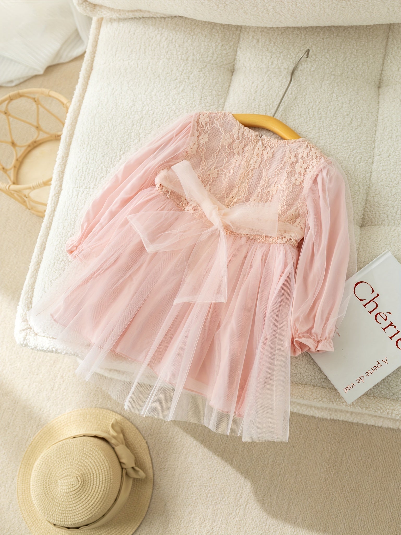 Toddler Lace Princess Dress Mesh Patchwork Long Sleeve