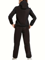 2pcs Sauna Sweat Sports Set Zipper Sweat Hoodie & Sweat Pants Suit