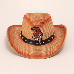 Gradient Jazz Cowboy Straw Hat Outdoor Fishing Sun Hat Men's Beach Hat