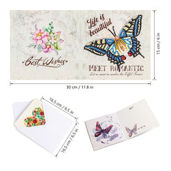 12pcs 5D Diamond Painting Thank You Card Kit with Envelope & Tool 15x24cm