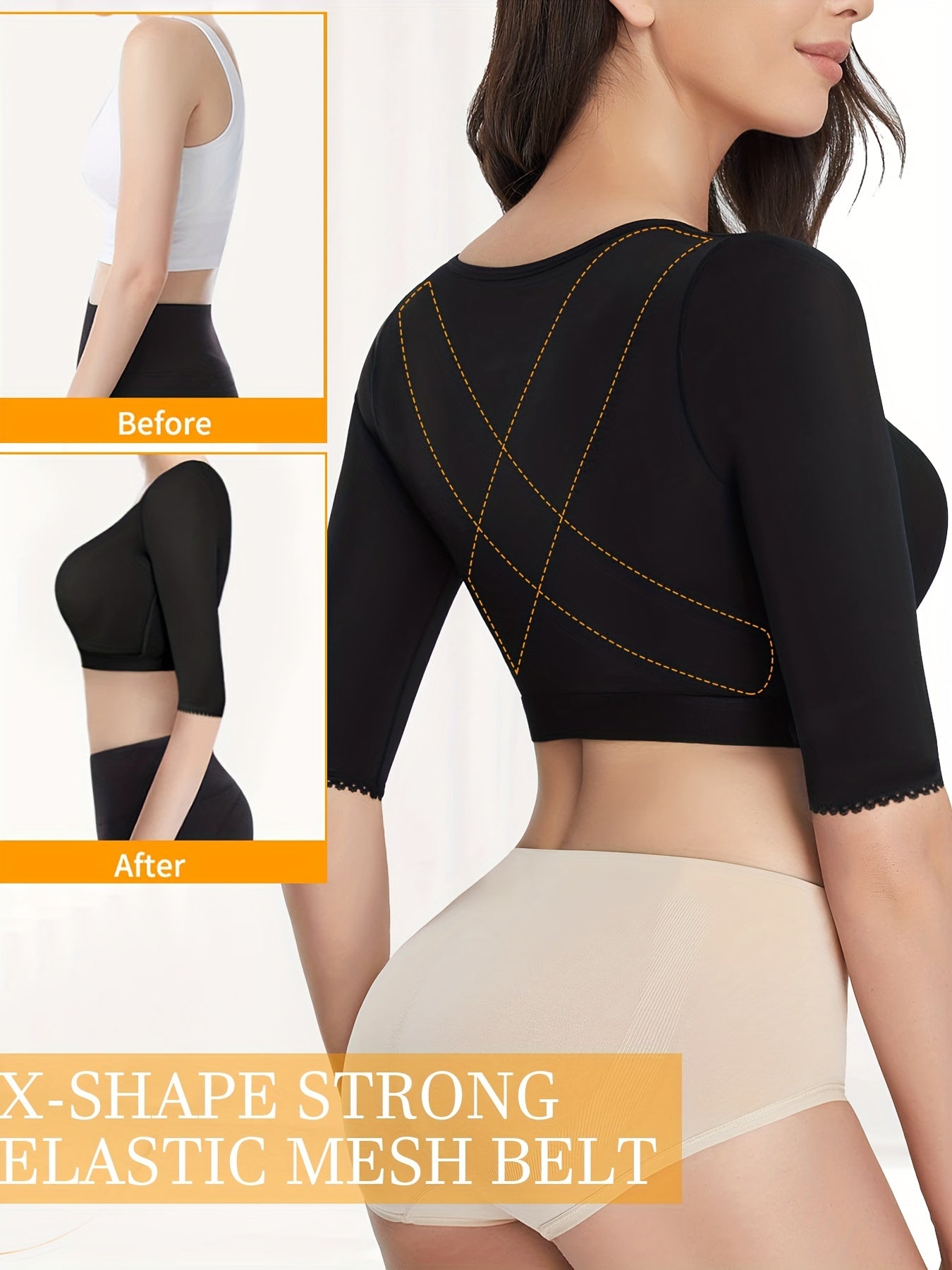 Posture Corrector Shaping Tops Slimmer Half Sleeve Front Buckle Top