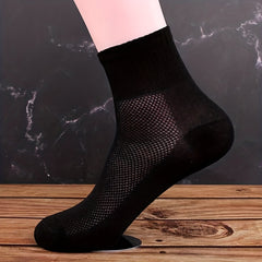 5 Pairs Men's Mesh Crew Socks Soft Winter & Autumn Style