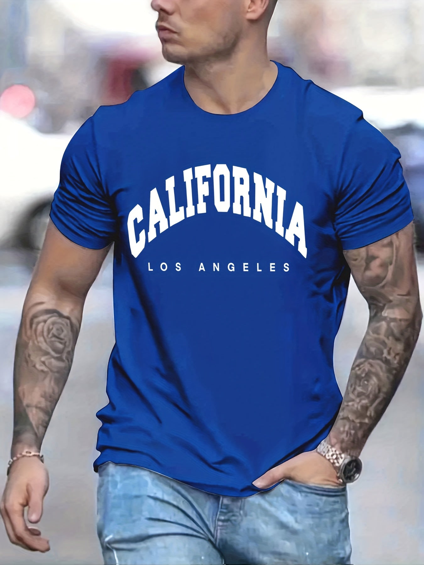 Men's California Graphic Print Crew Neck T-shirt