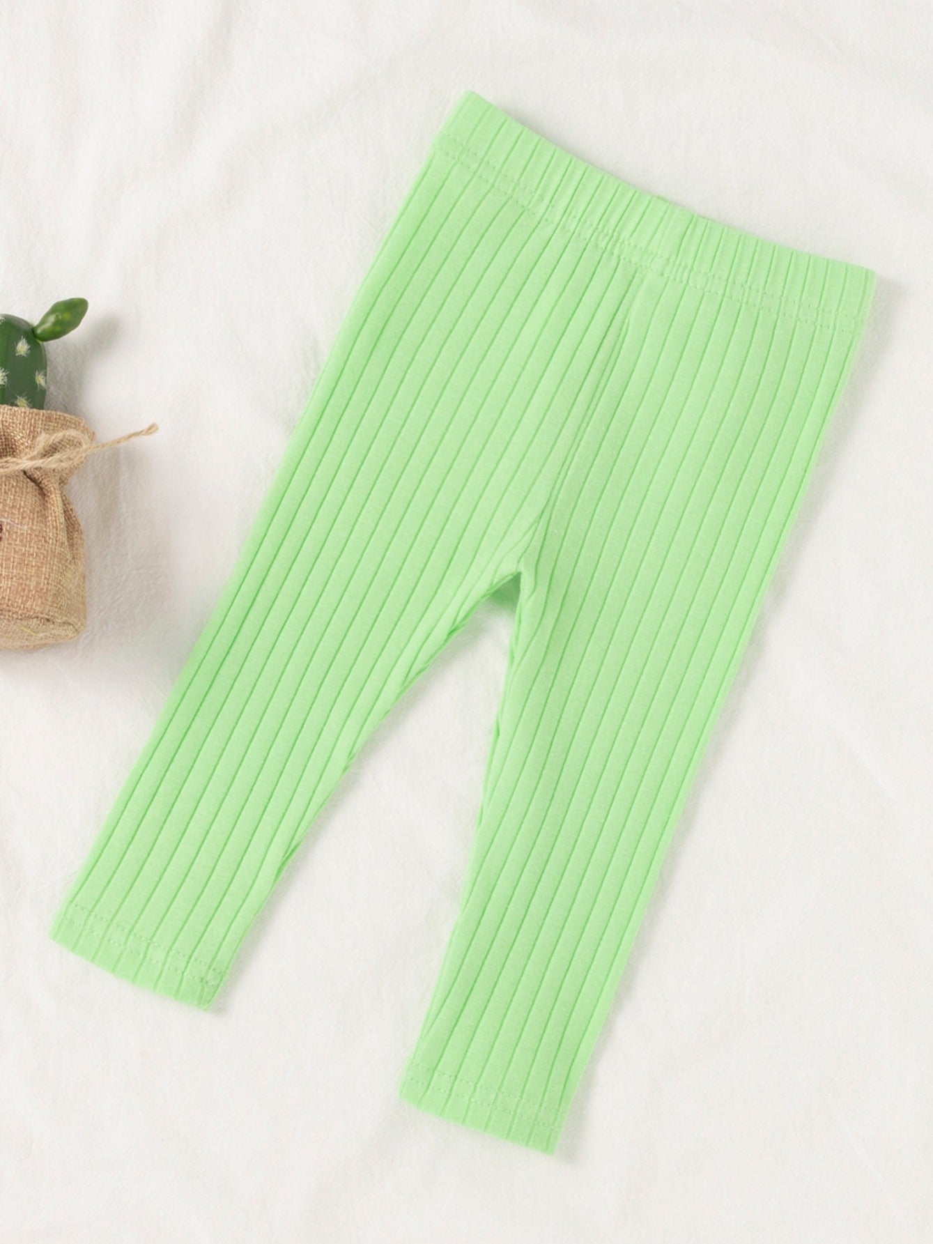 5pcs Baby Solid Striped Leggings 0-48 Months