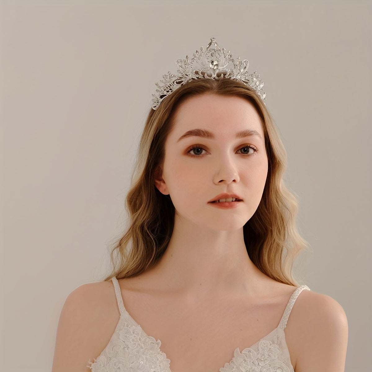 Vintage Silver Bridal Crown Stone Wedding Crown