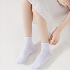 12 Pairs Solid Socks Women's Comfy & Breathable Stockings All match Hosiery