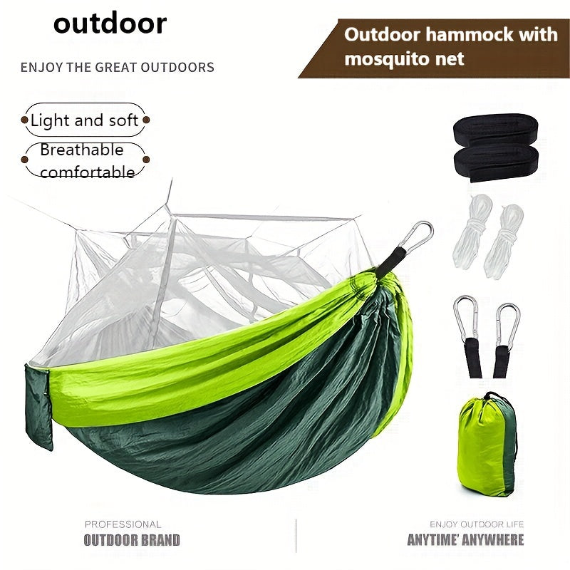 Portable Anti-mosquito Hammock w/ 2 Carabiner for Camping