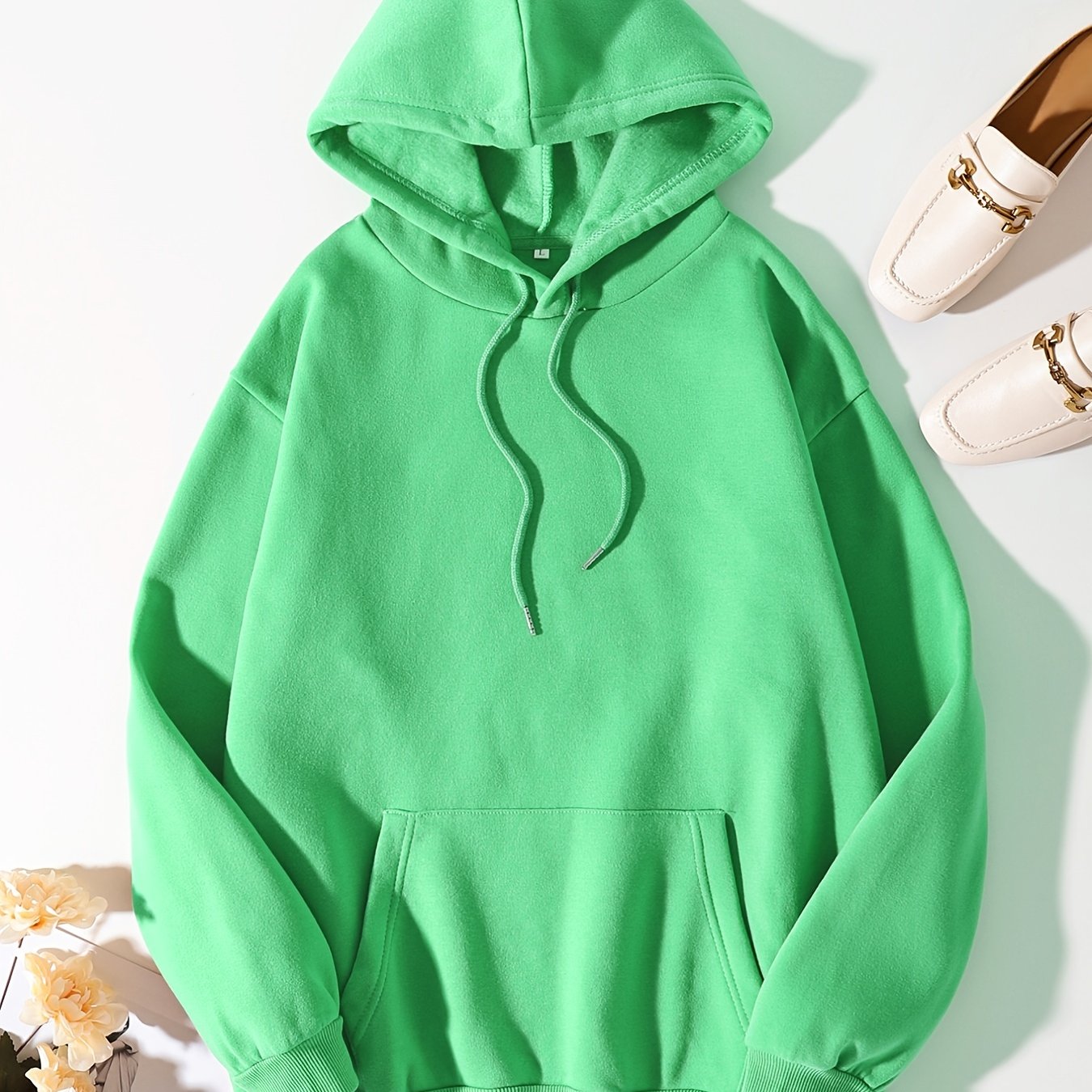 Solid Drawstring Hoodie Pullover Active Sweatshirt Women's