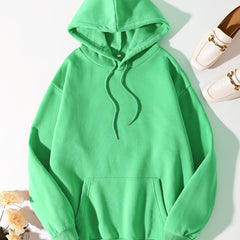 Solid Drawstring Hoodie Pullover Active Sweatshirt Women's