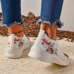 Cartoon Couple Graphic Sneakers Breathable Outdoor Walking Shoes Women