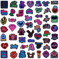 50pcs Neon Light Sweet Love Series Graffiti Stickers - Waterproof DIY Sticker