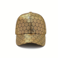 Honeycomb Patten Baseball Cap Golden Silvery Adjustable Dad Hats