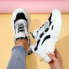 Women's Mesh Sneakers Lace Up Platform Sport Shoes Non Slip Colorblock