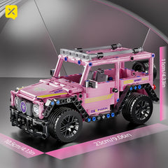 BRZXPROE 485pcs Pink 3D Car Model Building Blocks Off Road Adventure Toy
