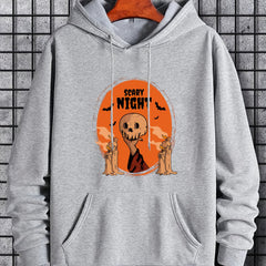 Cartoon Skull Graphic Hoodie Halloween Style Hooded Shirt