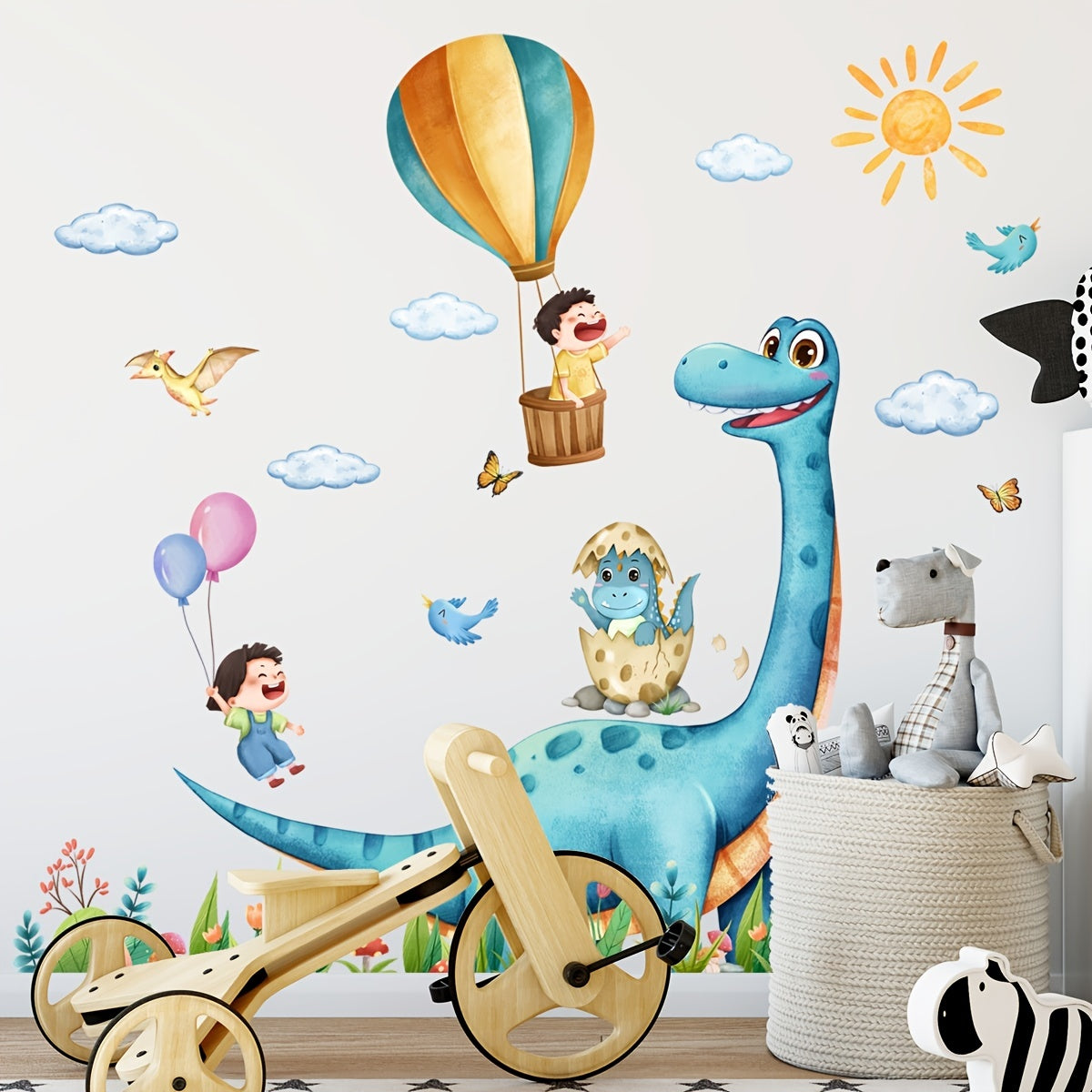 Butterfly Dinosaur Flower Wall Decal Vinyl Mural Art