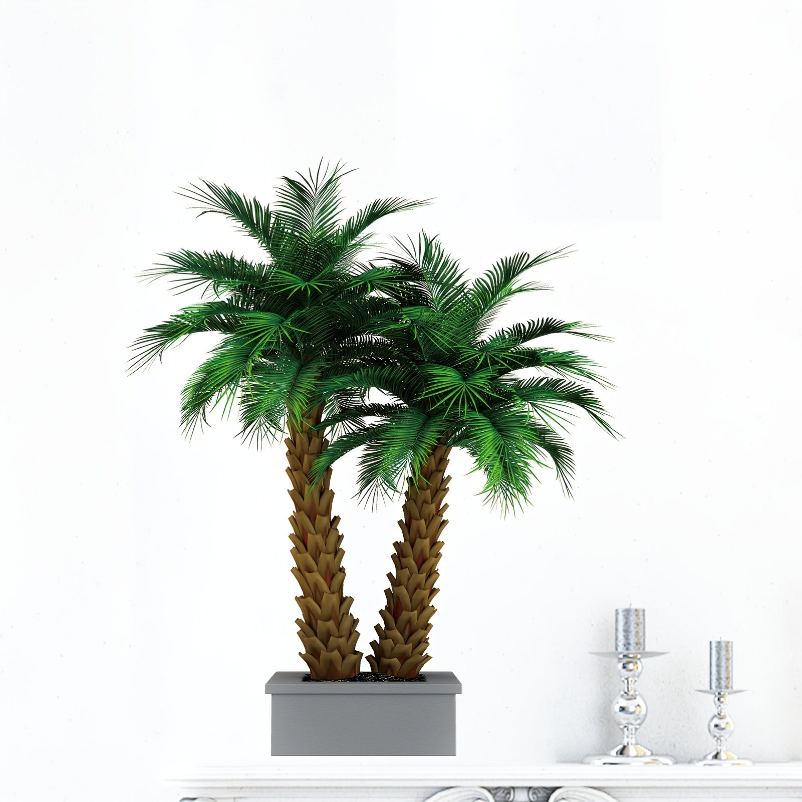 Green Pot Plants Leaves Wall Decal Tropical Potted Plants Wall Sticker