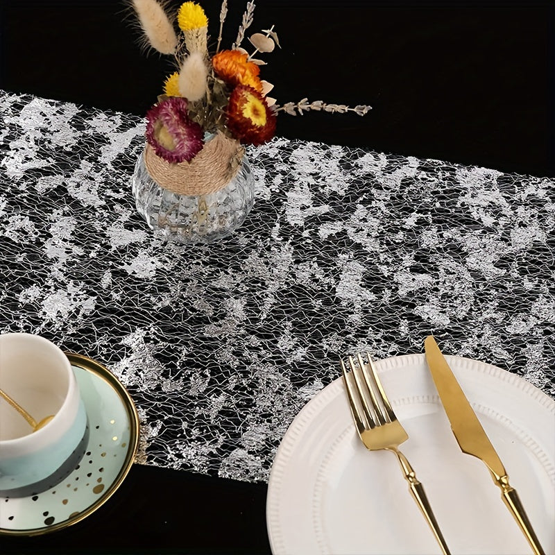 Rectangular Silver Thin Gauze Tablecloth