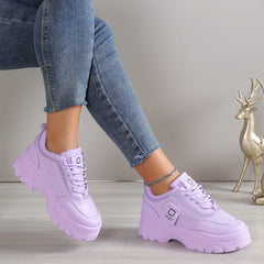 Women's Platform Chunky Sneakers Lace Up Sports Shoes