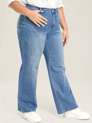 Button Fly Wide Leg Jeans