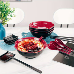 4-in-1 Tableware Set with Bowls, Chopsticks, Sauce Trays, and Spoons