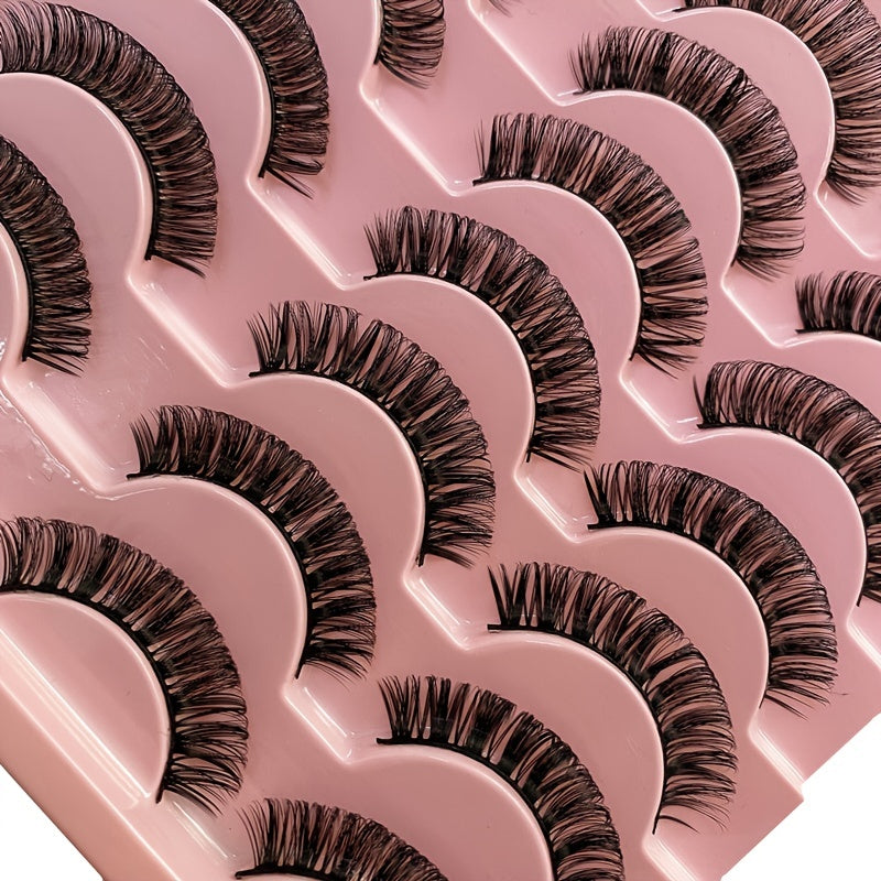 14 Pairs 15mm Short Natural Lash Curl Reusable Fluffy Strip Lashes