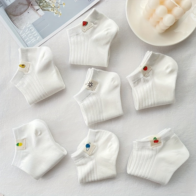 7 Pairs Fruit Pattern Socks Low Cut Ankle Socks Women's Stockings
