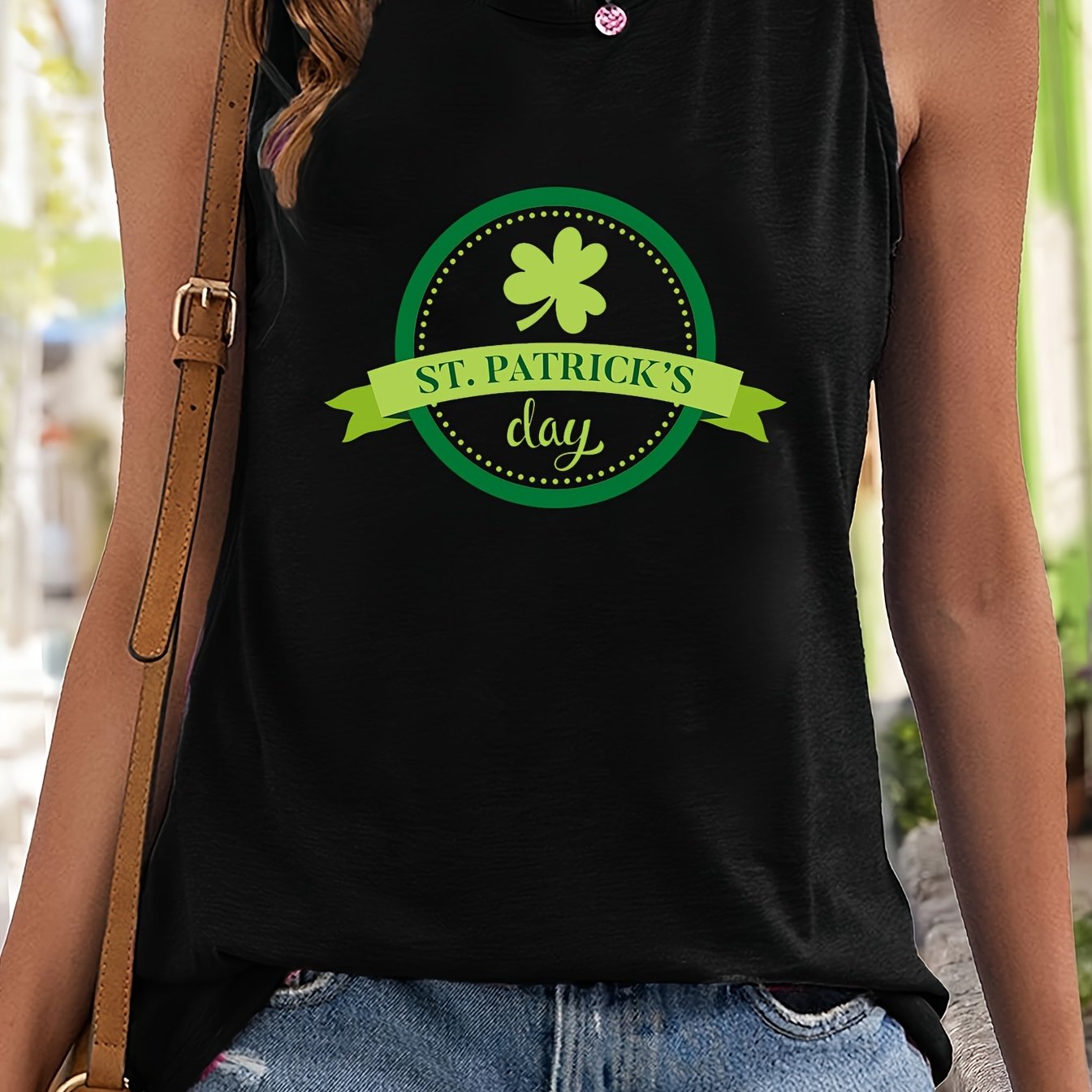 Leaf & Letter Print Sleeveless Sports Vest Women's Activewear