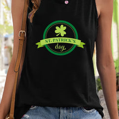 Leaf & Letter Print Sleeveless Sports Vest Women's Activewear