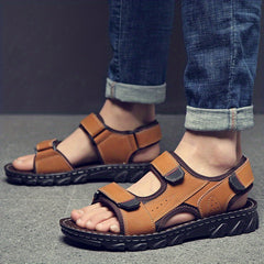 Men's Open Toe Hook And Loop Sandals Non Slip Comfortable Beach Shoes