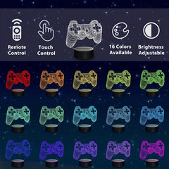 3D Gamepad Lamp Night Light 16 Colors Changing Remote Gamer Gift Kids Bedroom
