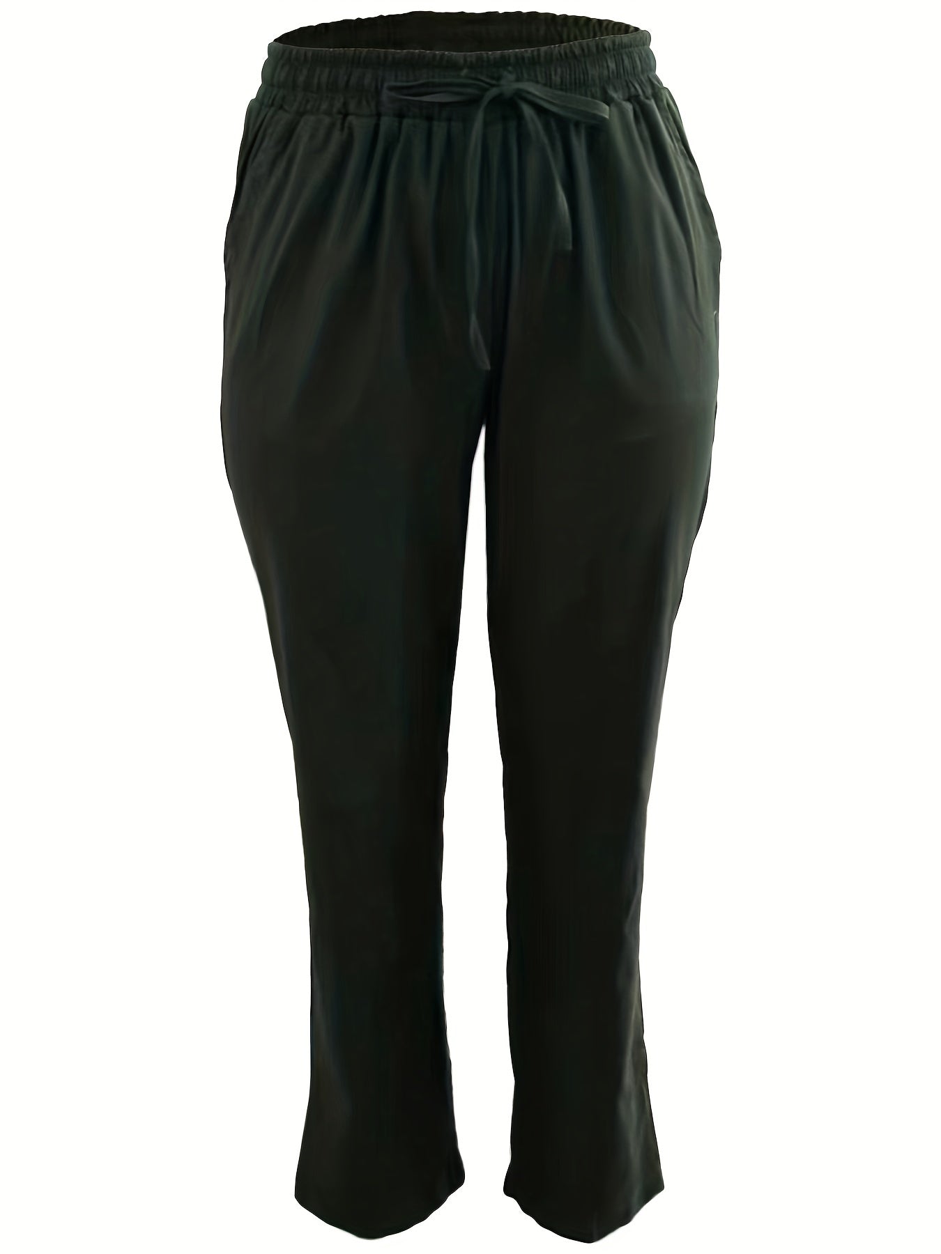 Drawstring Dual Pockets Wide Leg Pants Casual Wear